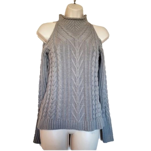 HOLT RENFREW HR2 Grey Chunky Cable Knit Shoulderless Sweater Size XS - Picture 1 of 6